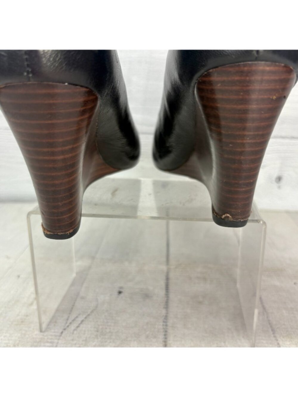 Clarks Leather Wedge Pumps Womens 8.5 M Black Comfort Office Work Career Shoes - Picture 7 of 11